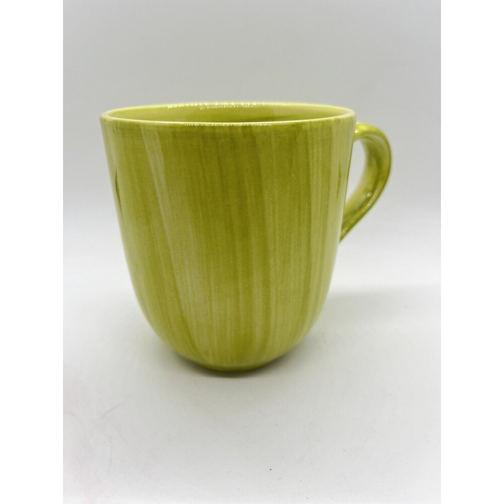 CITRUS GROVE Coffee Mug Tea Cup Hand Painted Avocado Green Ceramic Swirl 16oz.